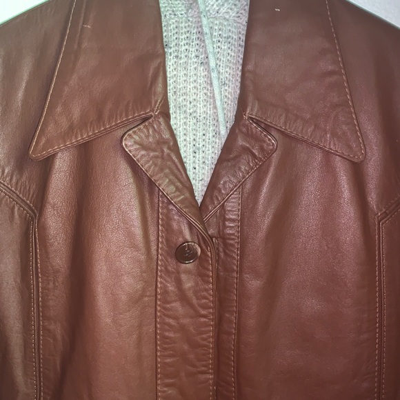 Medium light brown unisex leather jacket. - Picture 2 of 3